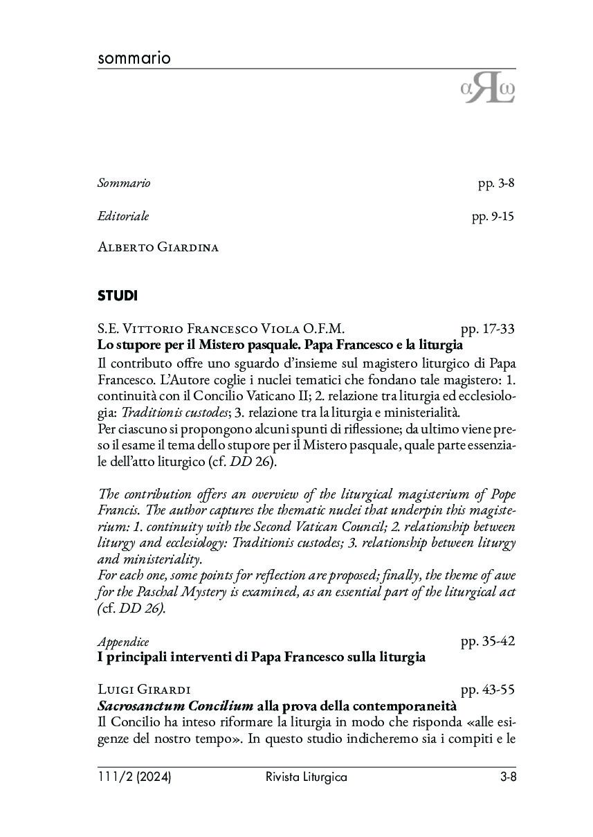 La liturgia a sessant'anni da Sacrosanctum Concilium (RL 2/2024) - immagine 3